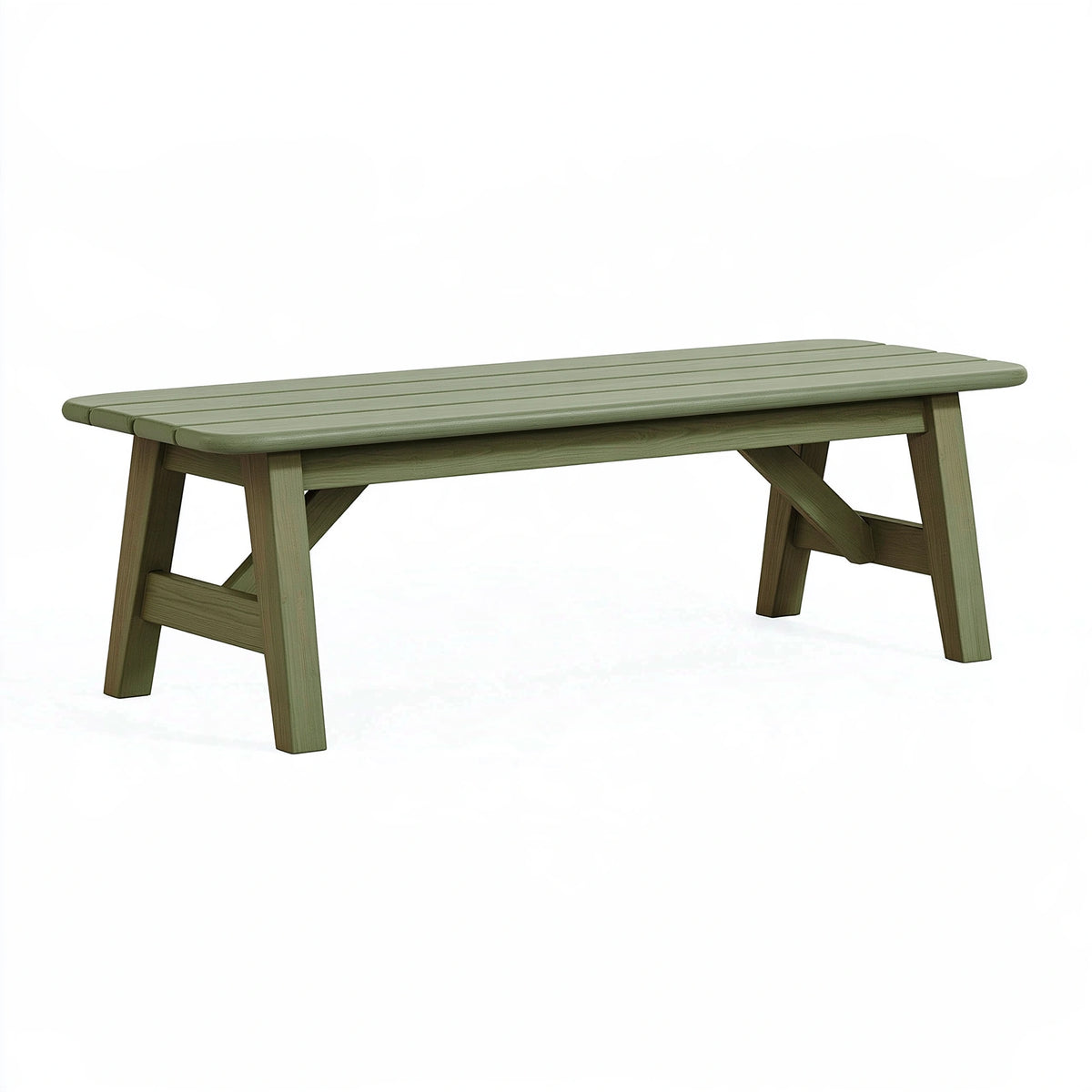 Panca da giardino 120 x 40 x 45 cm in legno verde - seduta a doghe stile rustico