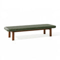 Panca 140 x 40 x 45 cm in velluto verde con struttura in legno stile moderno