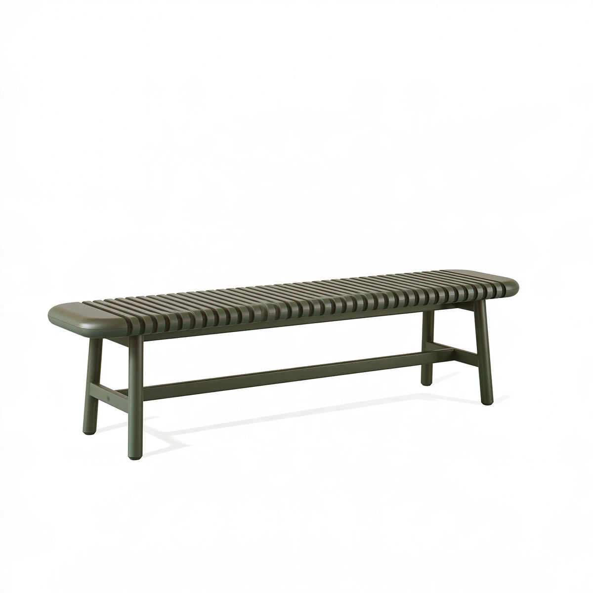 Panca 150 x 40 x 45 cm in metallo verde oliva a doghe per esterno