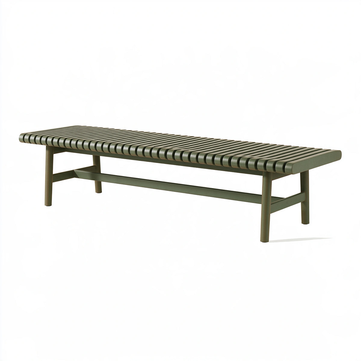 Panca da giardino 180 x 45 x 45 cm in metallo verde oliva a doghe stile moderno