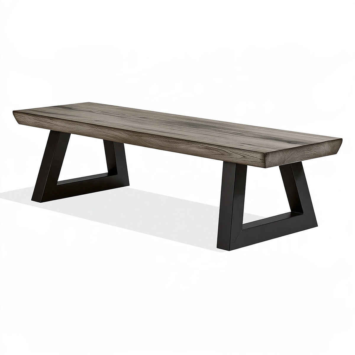 Panca 180 x 35 x 45 cm in legno grigio con base in metallo nero - stile industriale