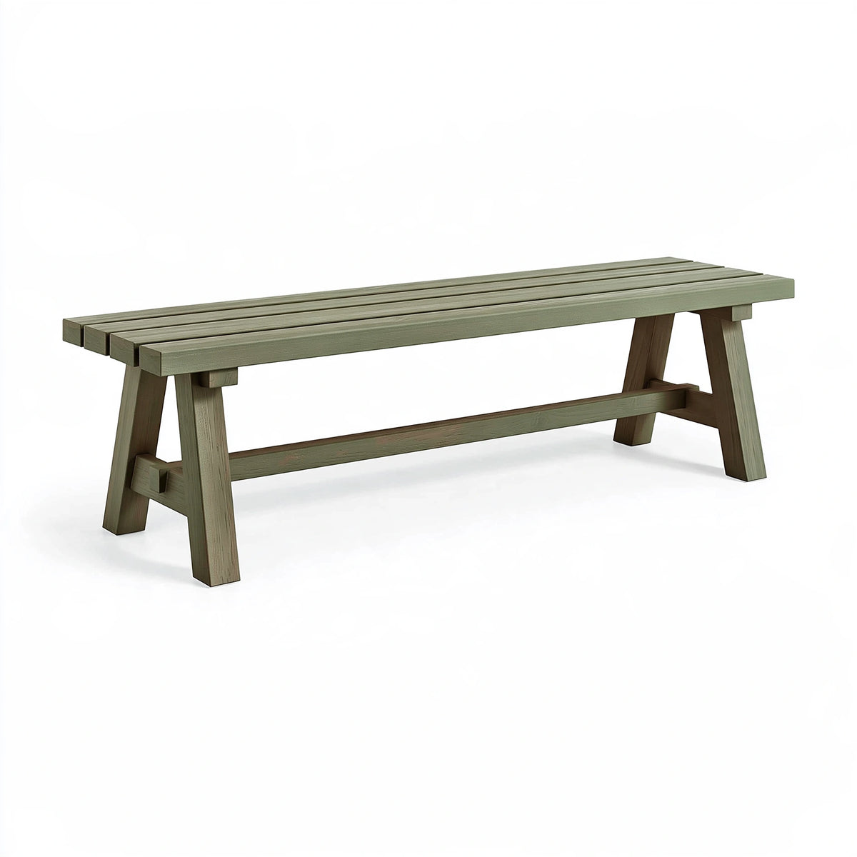 Panchina da giardino 180 x 35 x 45 cm in legno verde grigio con seduta a listelli