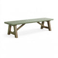 Panca da giardino 180 x 38 x 45 cm in plastica verde salvia con seduta a doghe stile contemporaneo