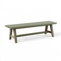Panca 180 x 40 x 45 cm in legno verde salvia e naturale - seduta a listelli stile rustico