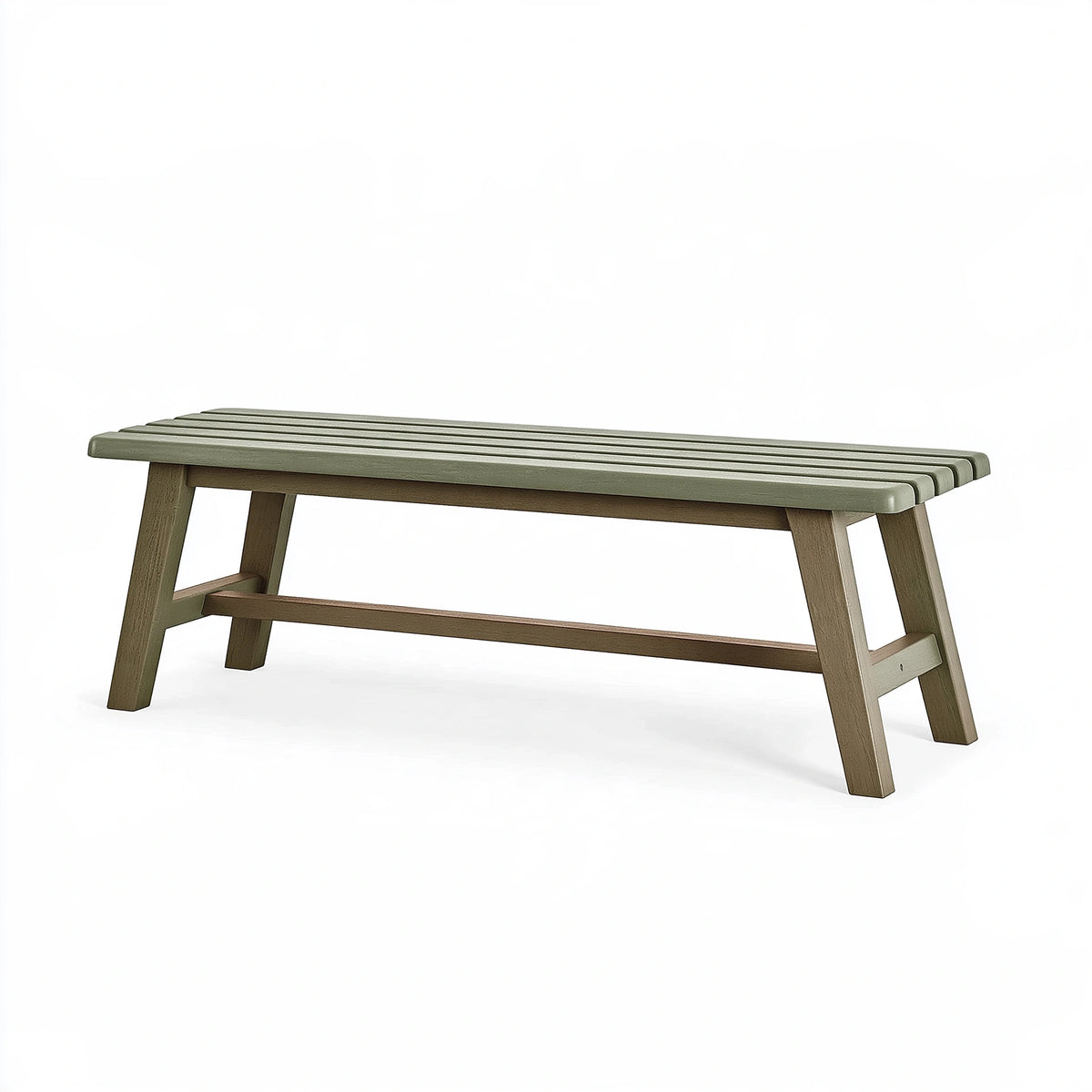 Panca da giardino 120 x 35 x 45 cm in plastica verde e marrone - seduta a doghe stile moderno