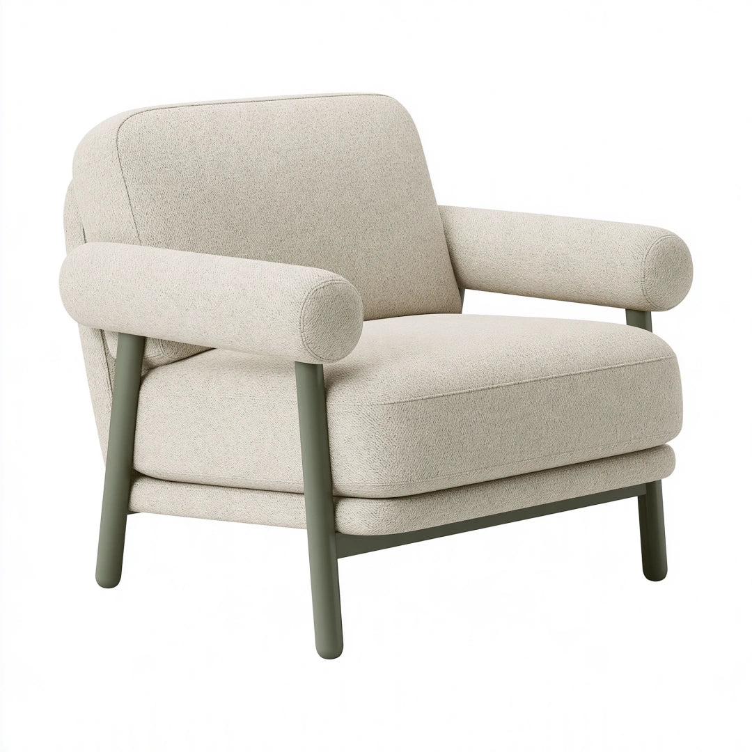 Poltrona 78 x 82 x 84 cm in tessuto crema con struttura verde - stile moderno