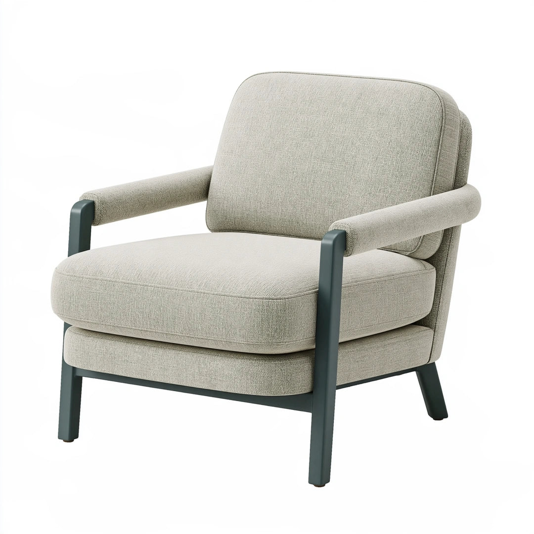 Poltrona 75 x 82 x 86 cm in tessuto beige con struttura in metallo stile moderno