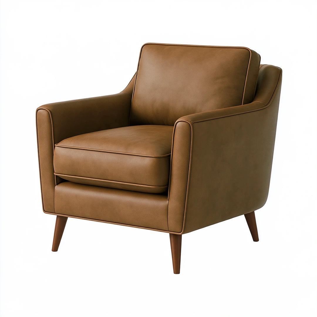 Poltrona 82 x 85 x 90 cm in similpelle marrone stile moderno per soggiorno