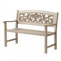 Panca da giardino 120 x 55 x 90 cm in metallo beige con schienale floreale classico
