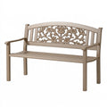 Panchina da giardino 120 cm in metallo tortora con schienale floreale classico