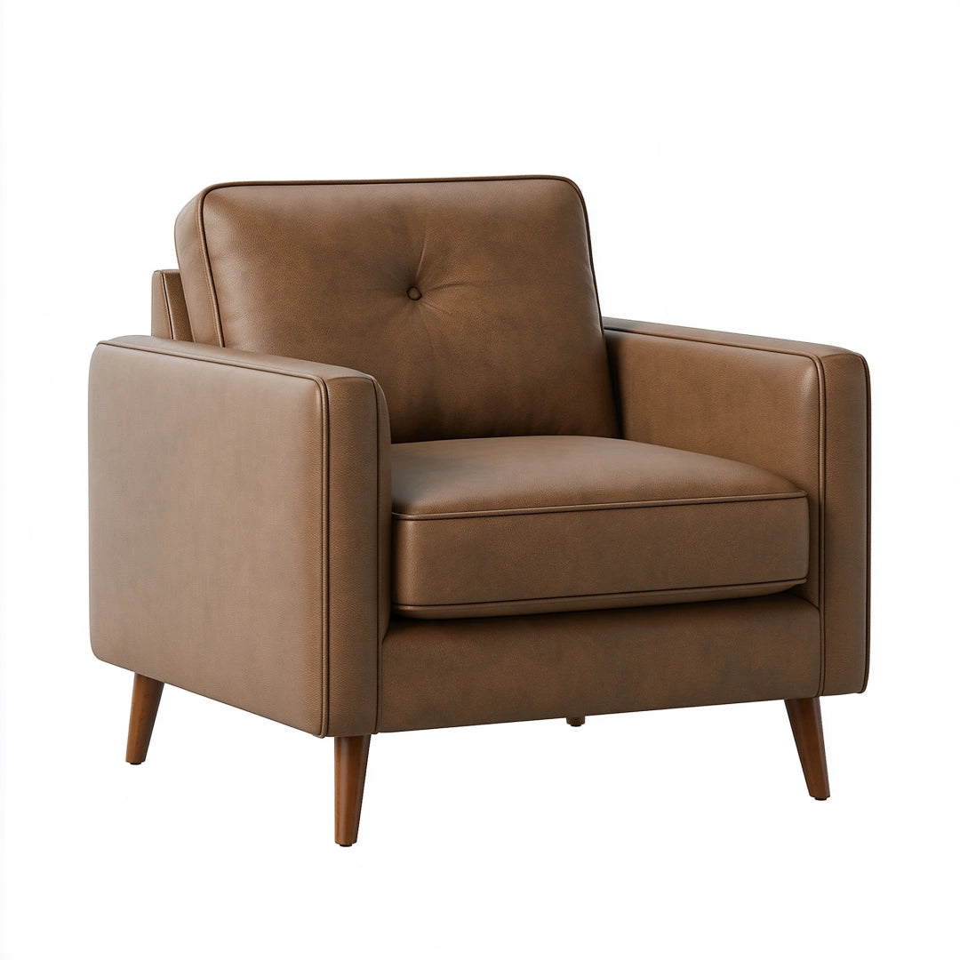 Poltrona 85 x 86 x 90 cm in similpelle marrone con braccioli stile moderno