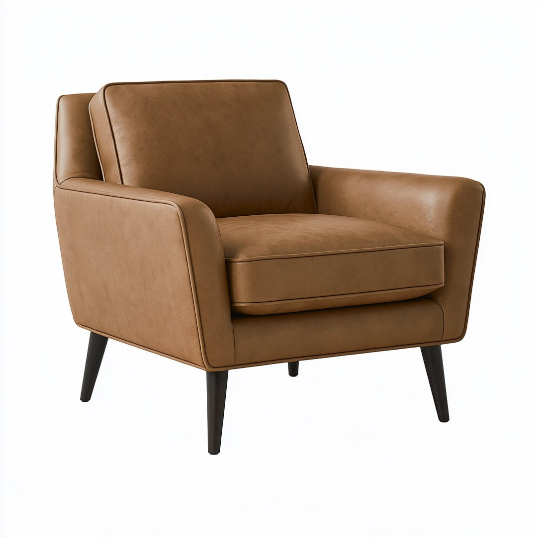 Poltrona 85 x 80 x 86 cm in similpelle marrone stile moderno con braccioli