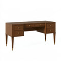 Scrivania 180 x 70 x 76 cm in legno color noce con 6 cassetti stile classico