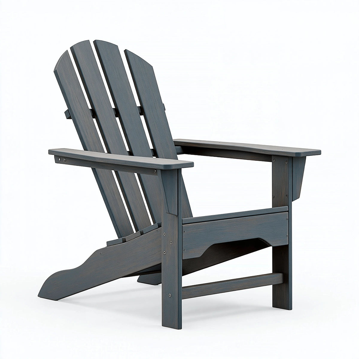 Poltrona Adirondack 80 x 95 x 100 cm in materiale sintetico effetto legno grigio per esterno - schienale inclinato