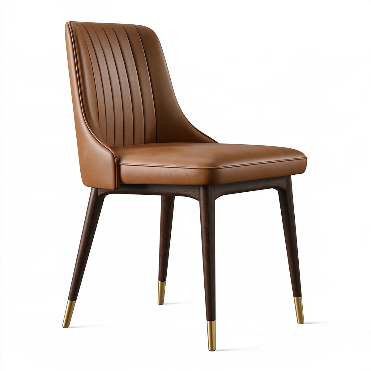 Sedia da pranzo 55 x 60 x 85 cm in similpelle marrone con gambe in legno stile moderno