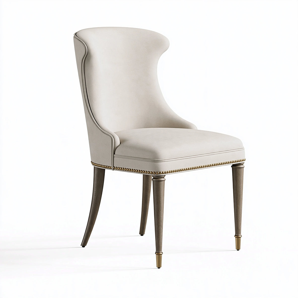 Sedia da pranzo 58 x 65 x 105 cm in tessuto beige con gambe in legno stile classico